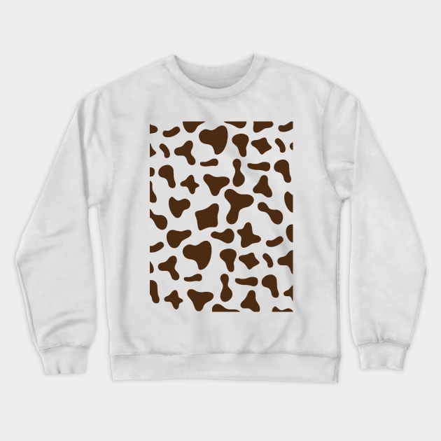 Chocolate Brown Cow Print Crewneck Sweatshirt by Cow Print Stuff